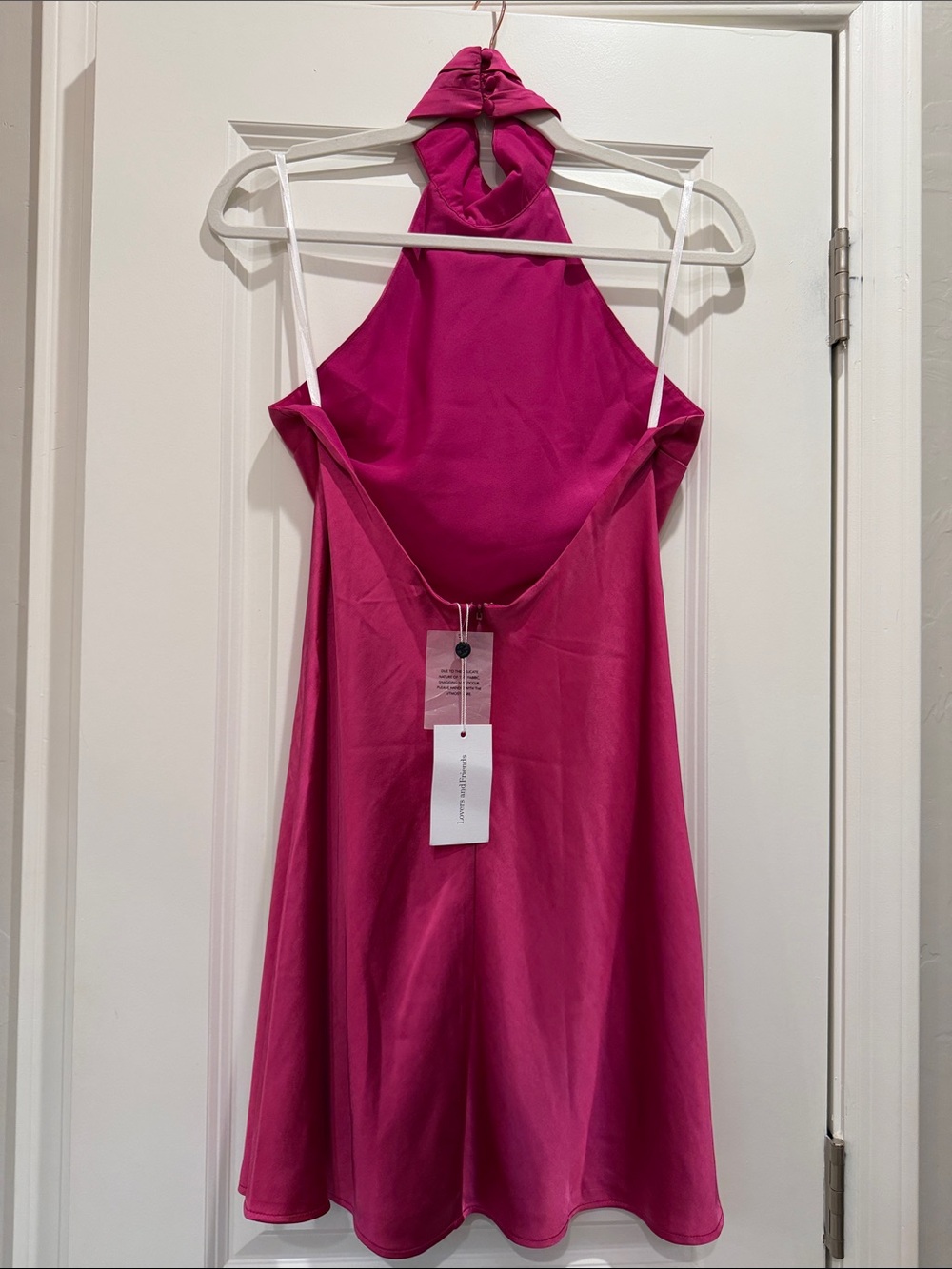 Lovers + Friends Hot Pink Backless Halter Dress